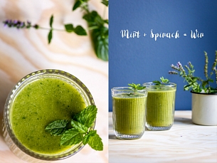 Smoothie - avokádo, máta, mango, špenát